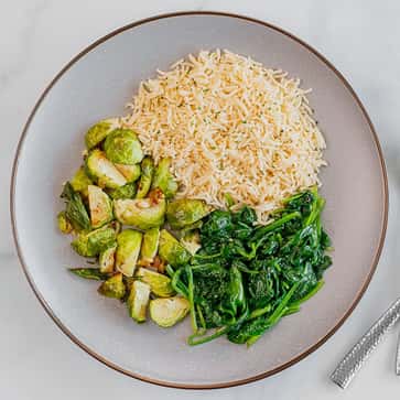 Basmati Rice Pilaf, Roasted Brussels Sprouts, Steamed Spinach