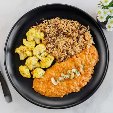 Red Lentil Curry, Roasted Cauliflower, Wild & Brown Rice