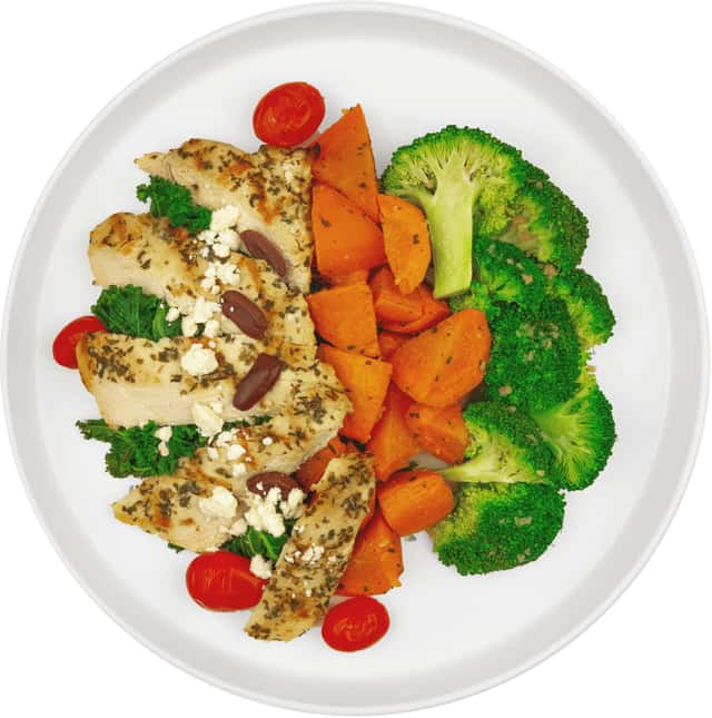 Greek-Style Grilled Chicken, Roasted Carrots, Steamed Broccoli