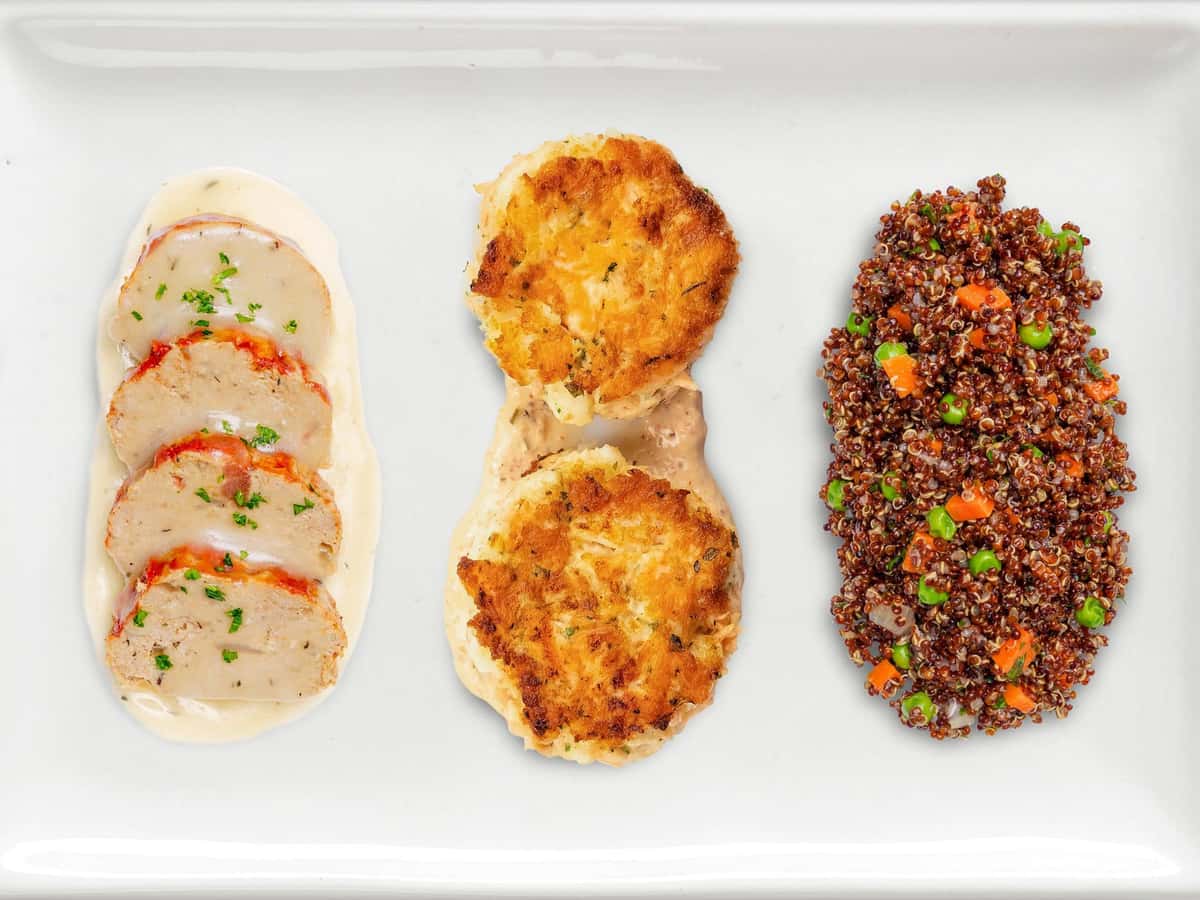 Turkey Meatloaf, Shrimp and Salmon Cake, Quinoa Pilaf — Healthy ...